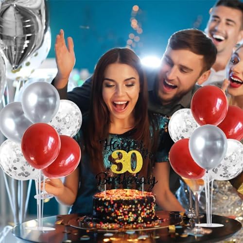 4 Set Red Sliver Balloon Stand Balloon Centerpieces for Table Decor in 4 Count (Pack of 1) in Metallic Blue, alternate view 2