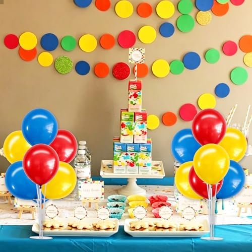 4 Set Red Yellow Blue Balloon Stand Balloon Centerpieces for Table in 4 Count (Pack of 1) in Metallic Blue, alternate view 2