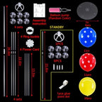 4 Set Red Yellow Blue Polka Stand Balloon Centerpieces for Table in 12 inches in Metallic Blue Silver, alternate view 3