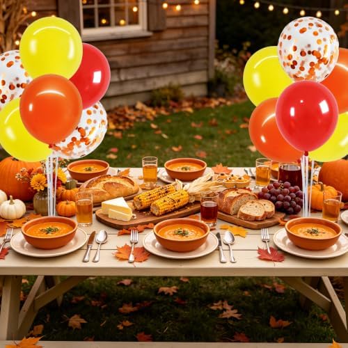 4 Set Red Yellow Orange Balloon Stand Centerpieces for Table in 4 Count (Pack of 1) in Red Yellow Orange, alternate view 5