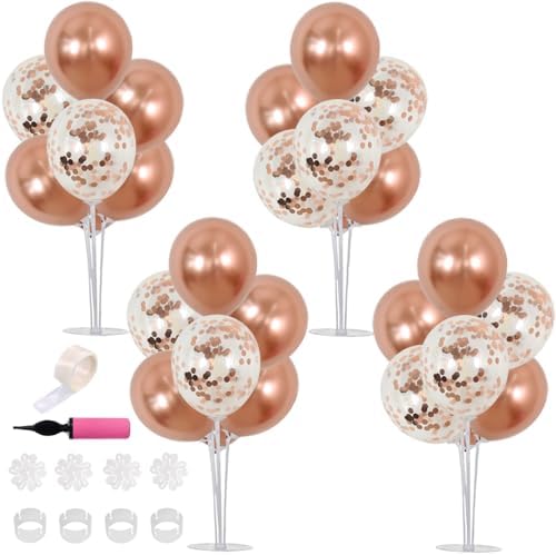 4 Set Rose Gold Balloons Stand Balloon Centerpiece for Table Decor in 4 Count (Pack of 1) in Metallic Blue