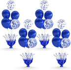 4 Set Royal Blue Table Balloons Foil Spray Centerpiece with Royal Blue and Confetti Balloons Stand Kit for
