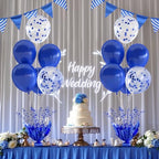 4 Set Royal Blue Table Balloons Foil Spray Centerpiece with Royal Blue and Confetti Balloons Stand Kit for, alternate view 2