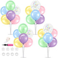 4 Set Spring Macaron Balloon Stand Balloon Centerpieces for Table in 4 Count (Pack of 1) in Metallic Blue Silver