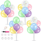 4 Set Spring Macaron Balloon Stand Balloon Centerpieces for Table in 4 Count (Pack of 1) in Metallic Blue Silver