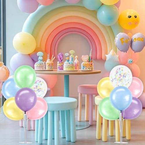 4 Set Spring Macaron Balloon Stand Balloon Centerpieces for Table in 4 Count (Pack of 1) in Metallic Blue Silver, alternate