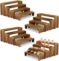 4 Set Wood Display Risers, Stackable Cupcake Stand for Party Dessert Table in Dark Brown