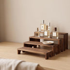 4 Set Wooden Tiered Cupcake Stands, Stackable Food Buffet Display Risers in Brown, alternate view 2