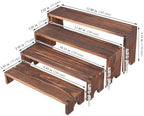 4 Set Wooden Tiered Cupcake Stands, Stackable Food Buffet Display Risers in Brown, alternate view 3