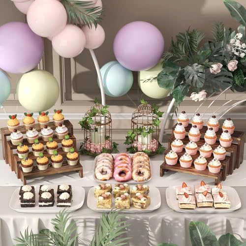 4 Set Wooden Tiered Risers Display Stands for Vendor Events, Stackable Wood Cupcake Display Stand, Farmhouse, alternate view