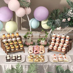 4 Set Wooden Tiered Risers Display Stands for Vendor Events, Stackable Wood Cupcake Display Stand, Farmhouse, alternate view