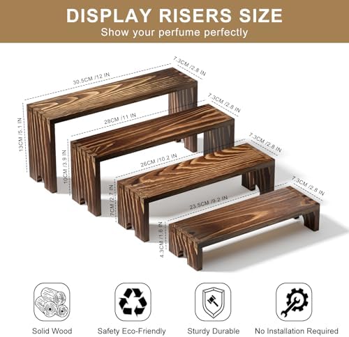4 Set Wooden Tiered Risers Display Stands for Vendor Events, Stackable Wood Cupcake Display Stand, Farmhouse, alternate view