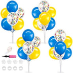 4 Set Yellow Blue Balloon Stand Balloon Centerpieces for Table in 4 Count (Pack of 1) in Metallic Blue Silver
