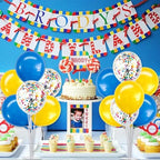4 Set Yellow Blue Balloon Stand Balloon Centerpieces for Table in 4 Count (Pack of 1) in Metallic Blue Silver, alternate view