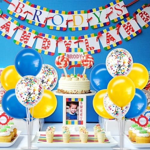 4 Set Yellow Blue Balloon Stand Balloon Centerpieces for Table in 4 Count (Pack of 1) in Metallic Blue Silver, alternate view