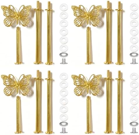4 Sets 13.5’’ 3-Tier Cake Tray Stand Handle, Multi-tier Metal Dessert Fruit Center Rod Heavy Duty Hardware