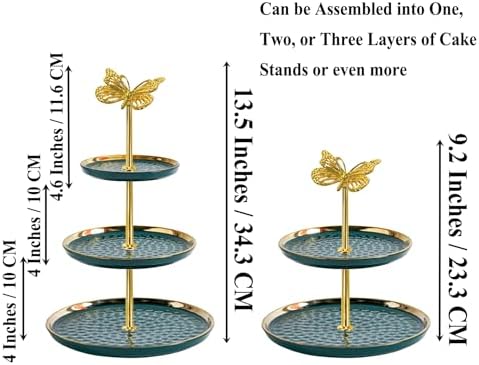 4 Sets 13.5’’ 3-Tier Cake Tray Stand Handle, Multi-tier Metal Dessert Fruit Center Rod Heavy Duty Hardware, alternate view 3