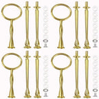 4 Sets 15’’ 3-Tier Cake Tray Stand Handle, Multi-Tier Metal Dessert Fruit Center Rod Heavy Duty Hardware Holder