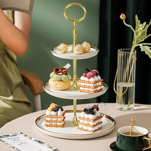 4 Sets 15’’ 3-Tier Cake Tray Stand Handle, Multi-Tier Metal Dessert Fruit Center Rod Heavy Duty Hardware Holder, alternate