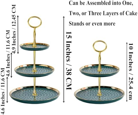 4 Sets 15’’ 3-Tier Cake Tray Stand Handle, Multi-Tier Metal Dessert Fruit Center Rod Heavy Duty Hardware Holder, alternate