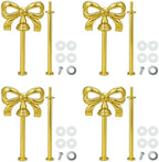 4 Sets 2 Tier Cupcake Stand Hardware Handles, Bow-Knot Gold Zinc Alloy Cake Plate Stand Fittings with Screws