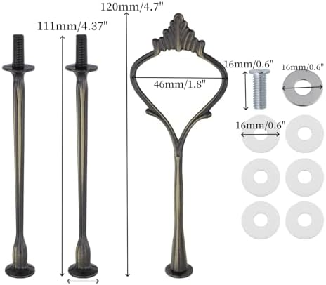 4 Sets 3 Tier Cake Stand Fruit Cake Plate Handle Fitting Hardware, alternate view 2