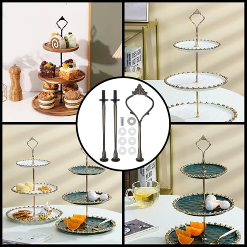 4 Sets 3 Tier Cake Stand Fruit Cake Plate Handle Fitting Hardware, alternate view 4