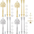 4 Sets 3 Tier Cup Stand Hardware Handles Golden Silvery Rococo Tiered Tray Hardware Kit Hollow Fruit Plate Stand