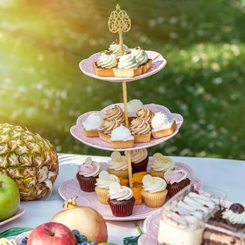4 Sets 3 Tier Cup Stand Hardware Handles Golden Silvery Rococo Tiered Tray Hardware Kit Hollow Fruit Plate Stand, alternate