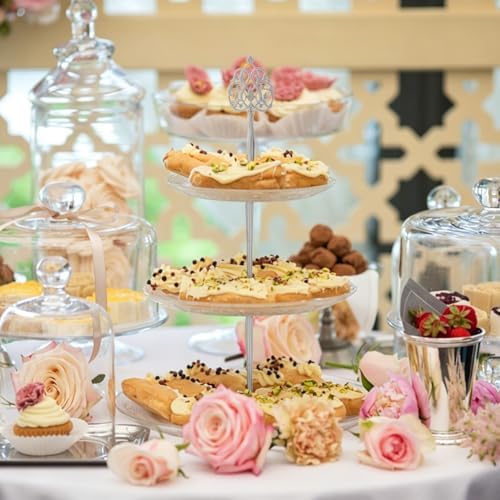 4 Sets 3 Tier Cup Stand Hardware Handles Golden Silvery Rococo Tiered Tray Hardware Kit Hollow Fruit Plate Stand, alternate