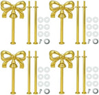4 Sets 3 Tier Cupcake Stand Hardware Handles, Bow-Knot Gold Zinc Alloy Cake Plate Stand Fittings with Screws