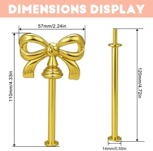 4 Sets 3 Tier Cupcake Stand Hardware Handles, Bow-Knot Gold Zinc Alloy Cake Plate Stand Fittings with Screws, alternate view
