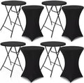 4 Sets 32"x43" High Top Folding Cocktail Tables & Cover, Black in Black