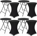 4 Sets 32"x43" High Top Folding Cocktail Tables & Cover, Black in Black