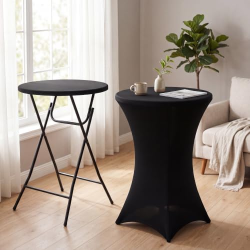 4 Sets 32"x43" High Top Folding Cocktail Tables & Cover, Black in Black, alternate view 2