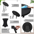 4 Sets 32"x43" High Top Folding Cocktail Tables & Cover, Black in Black, alternate view 4