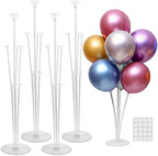 4 Sets Balloon Stand Kit For Table, Balloon Sticks with Bases in 4 Count (Pack of 1) in 4 Pack Clear