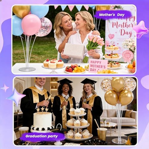 4 Sets Balloon Stand Kit For Table, Balloon Sticks with Bases in 4 Count (Pack of 1) in 4 Pack Clear, alternate view 4