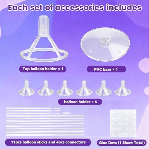 4 Sets Balloon Stand Kit For Table, Balloon Sticks with Bases in 4 Count (Pack of 1) in 4 Pack Clear, alternate view 5