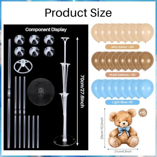 4 Sets Balloon Stand Kit for Table Bear Baby Shower Tables Centerpieces with Balloon Boy Baby Shower Decorations, alternate