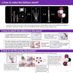 4 Sets Burgundy Red and Black Silver Balloon Centerpieces for Table in Burgundy Red and Black Silver, alternate view 4