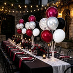 4 Sets Burgundy Red and Black Silver Balloon Centerpieces for Table in Burgundy Red and Black Silver, alternate view 6