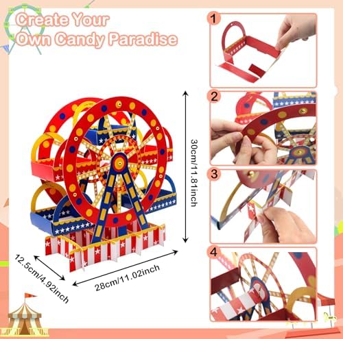 4 Sets Carnival Theme Ferris Wheel Centerpieces and Cupcake & Candy Stands in Multicolor, alternate view 3