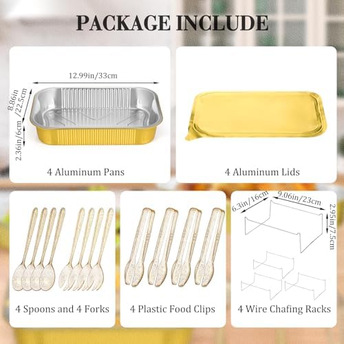 4 Sets Disposable Chafing Dishes Buffet Set, Small in Small, alternate view 3