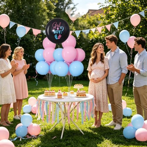 4 Sets Gender Reveal Balloons Stand Kit for Table in 4 Count (Pack of 1) in Pink Blue, alternate view 2