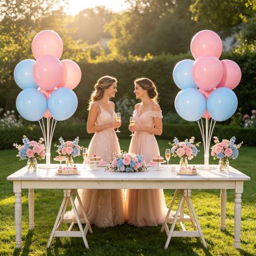 4 Sets Gender Reveal Balloons Stand Kit for Table in 4 Count (Pack of 1) in Pink Blue, alternate view 4
