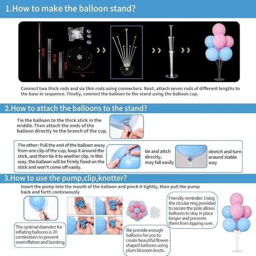 4 Sets Gender Reveal Balloons Stand Kit for Table in 4 Count (Pack of 1) in Pink Blue, alternate view 5