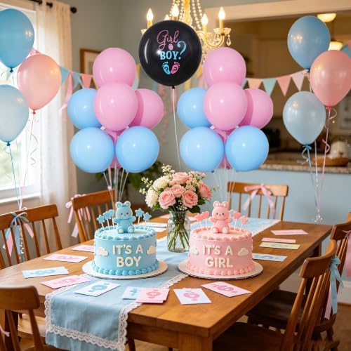 4 Sets Gender Reveal Balloons Stand Kit for Table in 4 Count (Pack of 1) in Pink Blue, alternate view 6