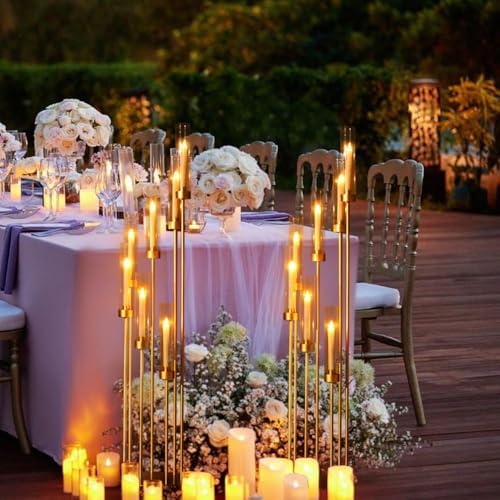 4 Sets Gold Floor Candelabra Centerpieces for Wedding in Gold, alternate view 2