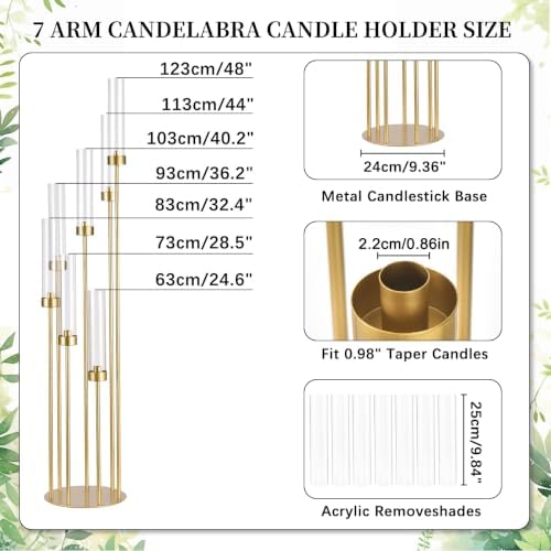 4 Sets Gold Floor Candelabra Centerpieces for Wedding in Gold, alternate view 4